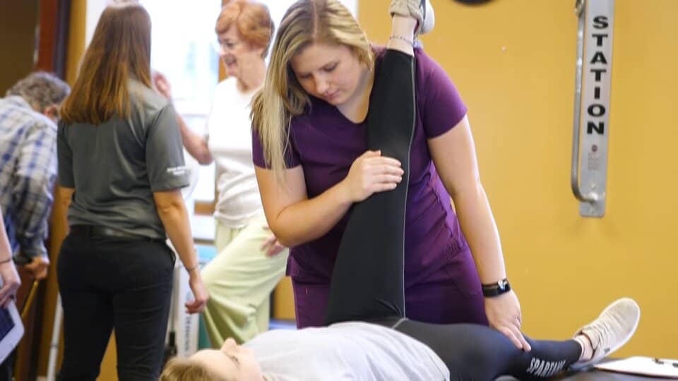 Physical therapy treatment session at Central Illinois Spine in Bloomington-Normal, IL